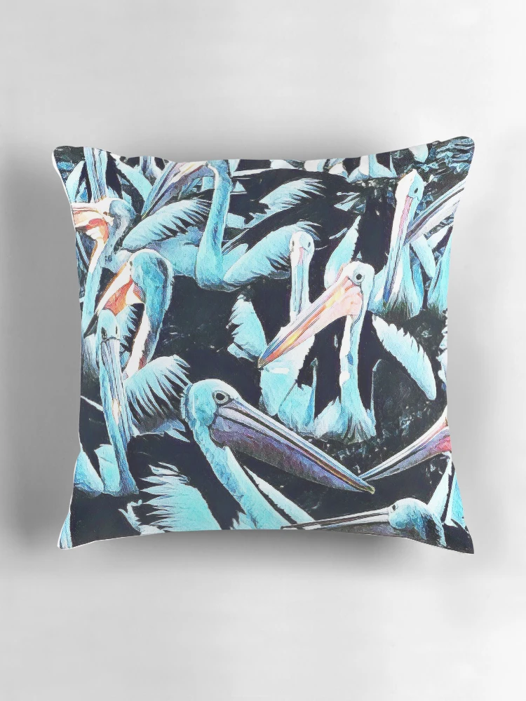 Thumbnail 3 of 4, Pillow, Pelican Party designed and sold by RandaRubyRed.