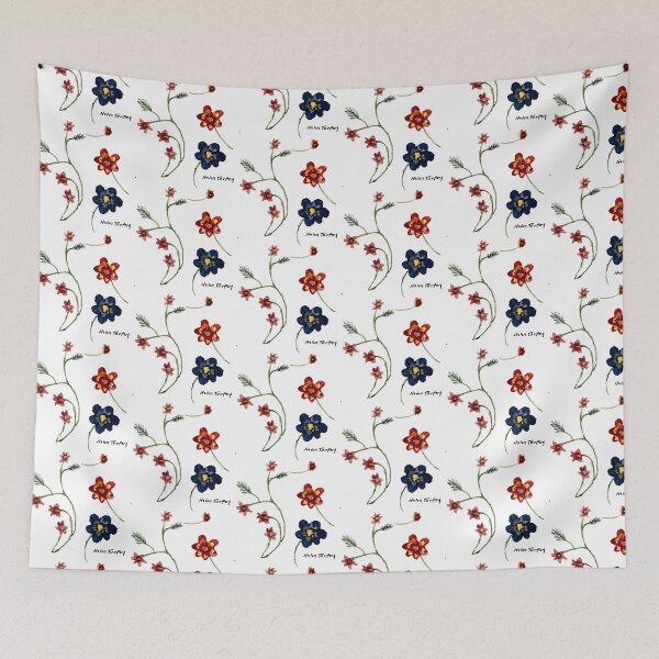 Item preview, Red and Blue Flowers Pattern designed and sold by HelenJTorpey.