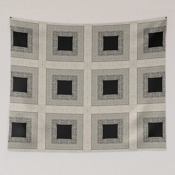 Item preview, Primitive Earth Tone Black Square Geometric Tile Design   designed and sold by Sue Zipkin.