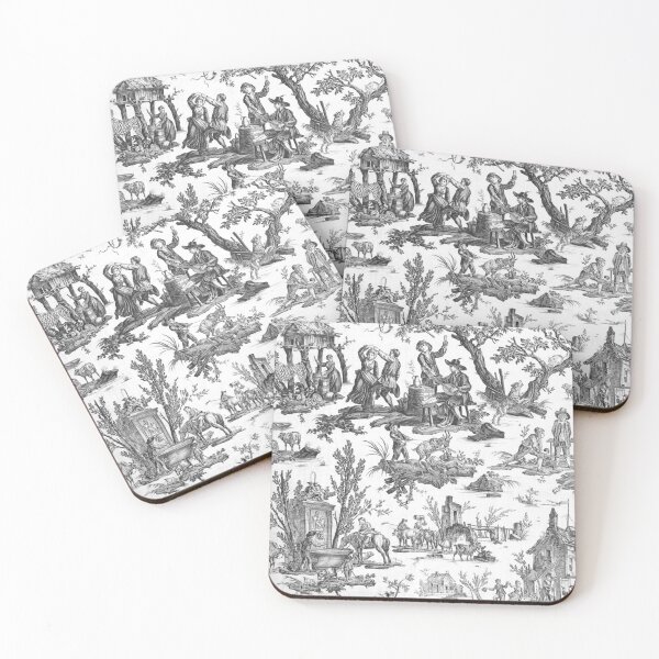 Item preview, Black and White Toile de Jouy  designed and sold by janesbotanics.