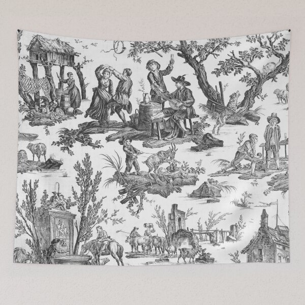 Item preview, Black and White Toile de Jouy  designed and sold by janesbotanics.