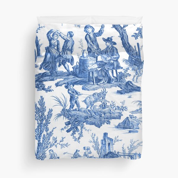 Housse de couette « Toile de Jouy Bleu et Blanc », par janesbotanics