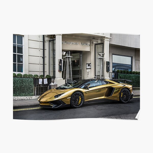 Chrome Gold Aventador SV Roadster LP750-4 Poster