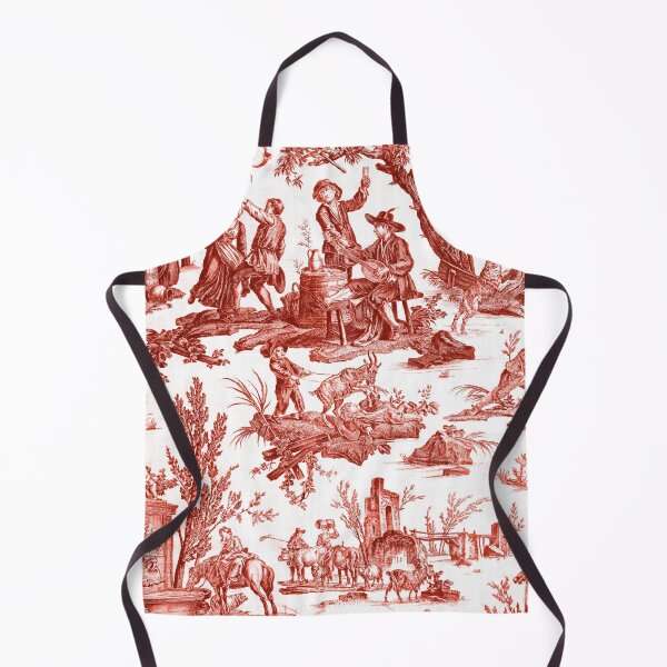 Item preview, Red and White Toile de Jouy designed and sold by janesbotanics.