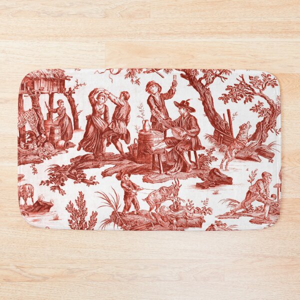 Item preview, Red and White Toile de Jouy  designed and sold by janesbotanics.