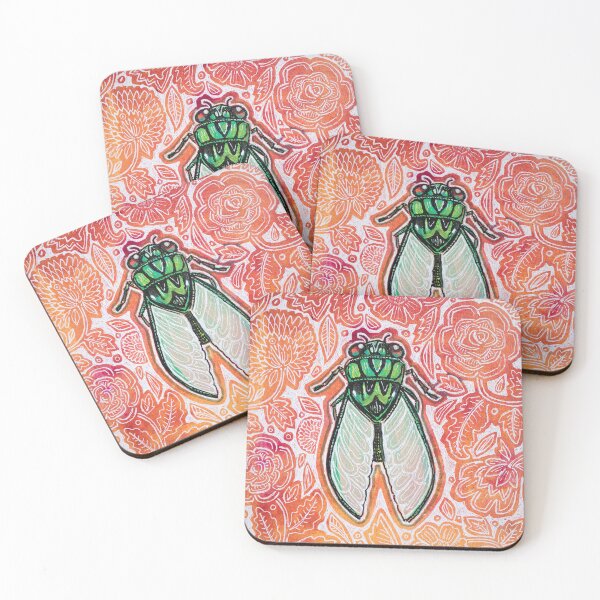 Item preview, Cicada with Orange Flowers designed and sold by Lynnette Shelley.