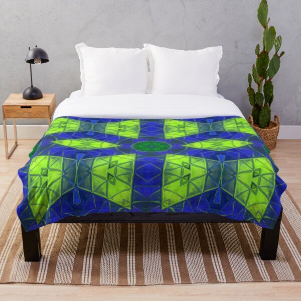 Item preview, Glass Tile Kaleidoscope Green and Blue designed and sold by WormholeOrbital.