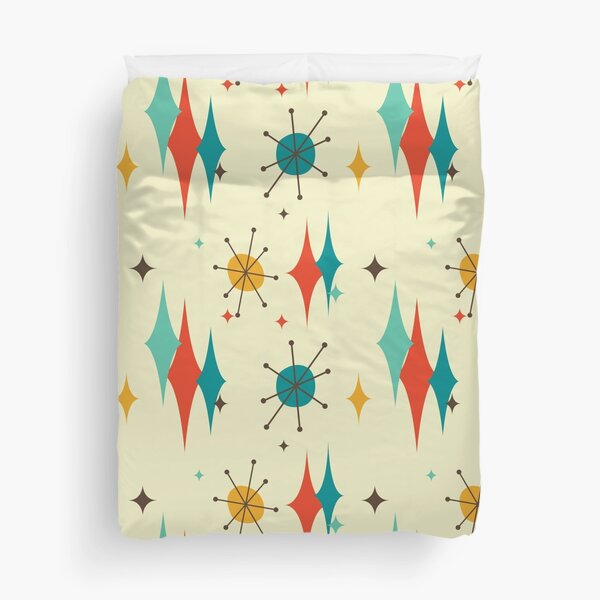 Item preview, Retro Atomic Burst and Diamonds Mid Century Modern in Orange, Blue & Cream designed and sold by lovevisionkarma.