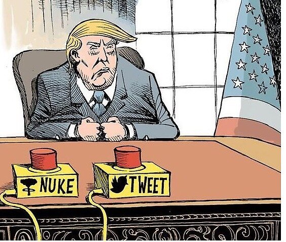 trumps red button tweet