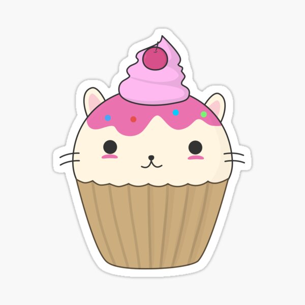 Cute And Kawaii Cat Cupcake Sticker By Happinessinatee Redbubble