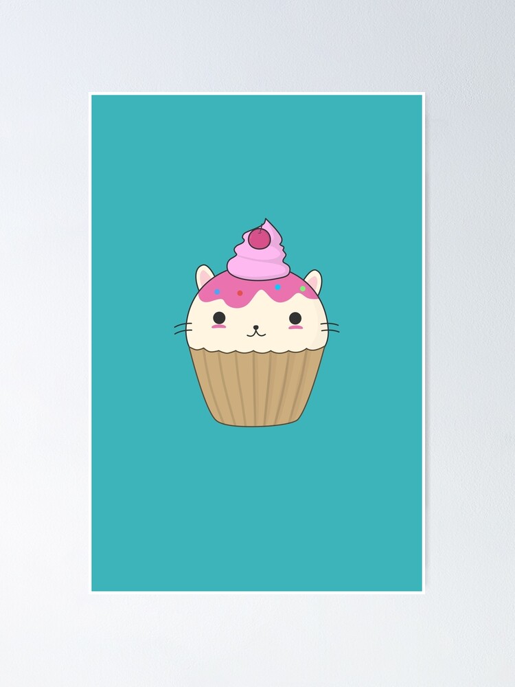 Poster Mignon Et Kawaii Chat Cupcake Par Happinessinatee Redbubble