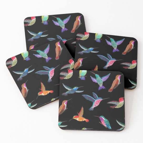 Item preview, Colorful Hummingbirds On Black designed and sold by LittleShop79.