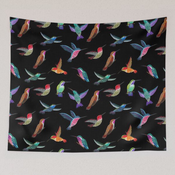 Item preview, Colorful Hummingbirds On Black designed and sold by LittleShop79.