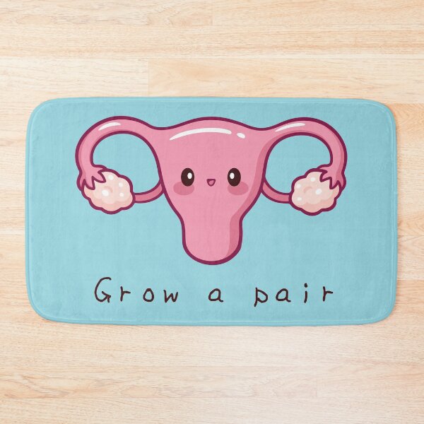 Item preview, "Grow A Pair" Cute Feminist Cartoon Uterus designed and sold by XXRebellion.