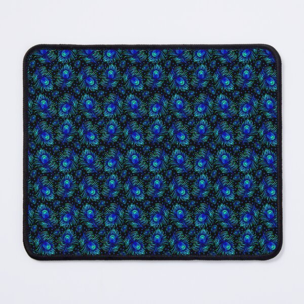 Item preview, Blue Peacoc Feather on Black Background designed and sold by MarcyBrennanArt.