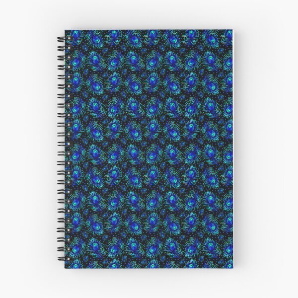 Item preview, Blue Peacoc Feather on Black Background designed and sold by MarcyBrennanArt.