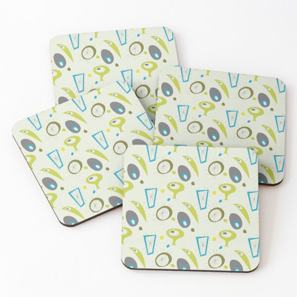Item preview, Retro Mid Century Modern Atomic Abstract Alien in Green and Blue designed and sold by lovevisionkarma.