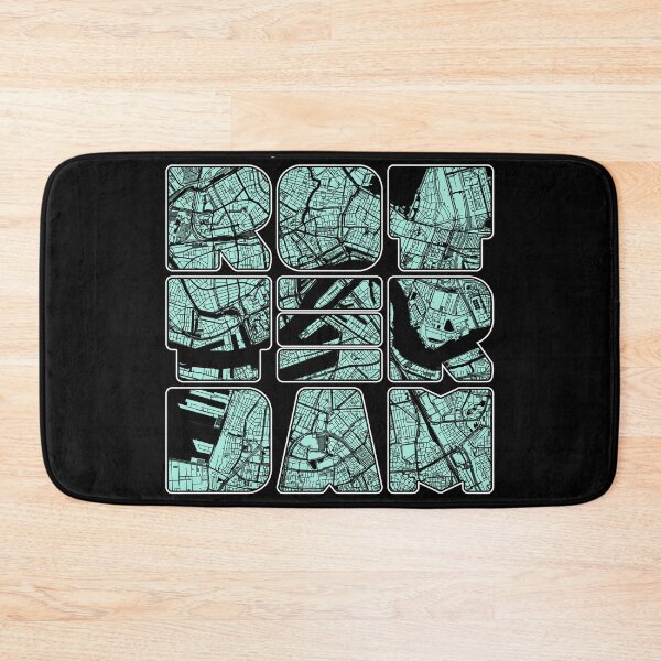Item preview, Rotterdam Map Art Netherlands Holland Dutch Teal Black designed and sold by cashewdays.