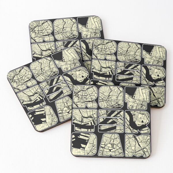 Item preview, Rotterdam Map Art Netherlands Holland Dutch Black Yellow designed and sold by cashewdays.