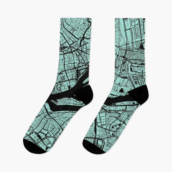 Artikelvorschau, Rotterdam City Street Map Art Kartografie schwarz blaugrün entworfen und verkauft von cashewdays.