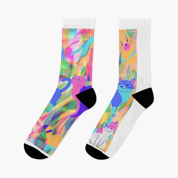 Item preview, Trippy Rainbow Multicolor Flaming Cartoon Cat designed and sold by greeneggsandbam.