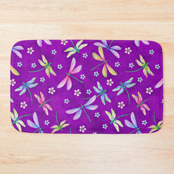 Item preview, Colorful Dragonflies On Purple Watercolor  designed and sold by SweetThreads79.