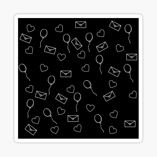 【Valentine's Day】black and white love heartu - black ver. Sticker