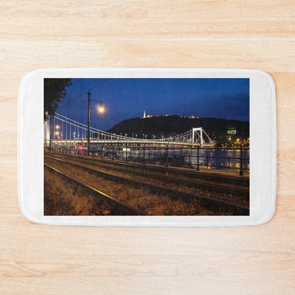 Item preview, A view of Liberty Bridge, Danube river, Gillert Hill, across railway lines in Budapest, Hungary, at night designed and sold by SnapTPhotograph.