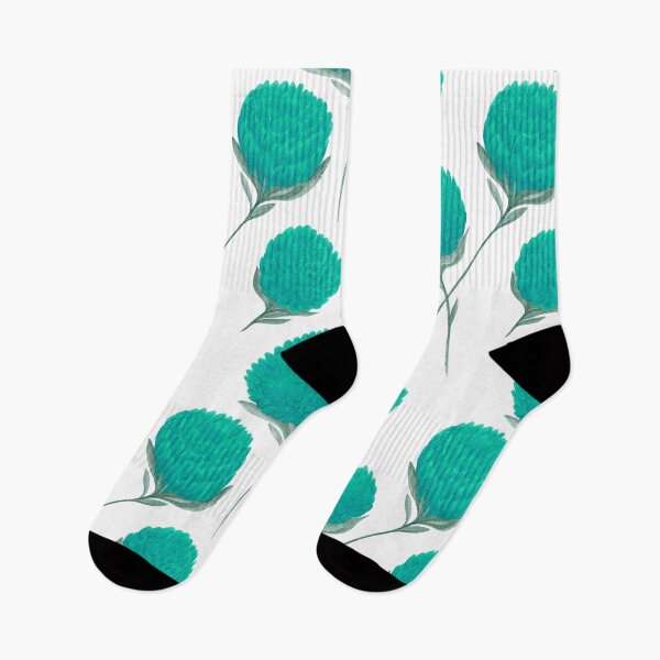 Item preview, Turquoise flowers with leaves on white background designed and sold by IrinaIkar.