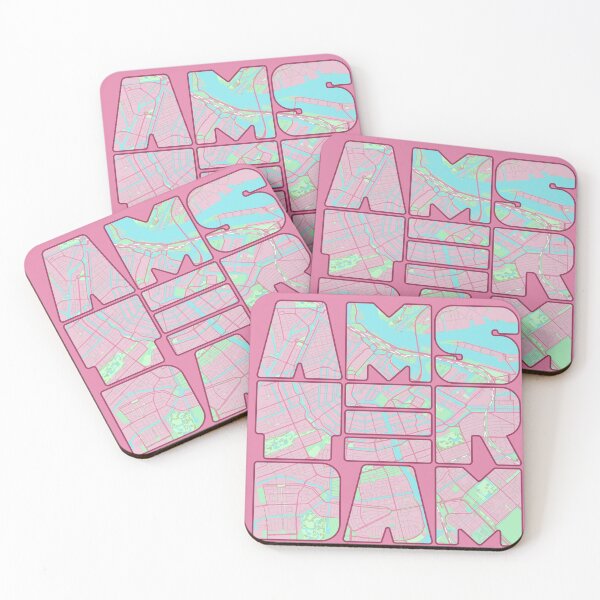 Item preview, Amsterdam Map Art Text Art Pink The Netherlands designed and sold by cashewdays.