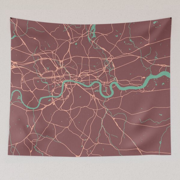 Item preview, London Rail And River Map Art Brown Teal designed and sold by cashewdays.