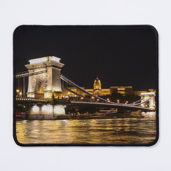Item preview, Long exposure of Széchenyi Chain Bridge, Buda Castle and the Danube River at night in summer, Budapest, Hungary designed and sold by SnapTPhotograph.