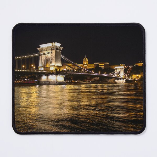 Item preview, Long exposure of Széchenyi Chain Bridge, Buda Castle and the Danube River at night in summer, Budapest, Hungary designed and sold by SnapTPhotograph.