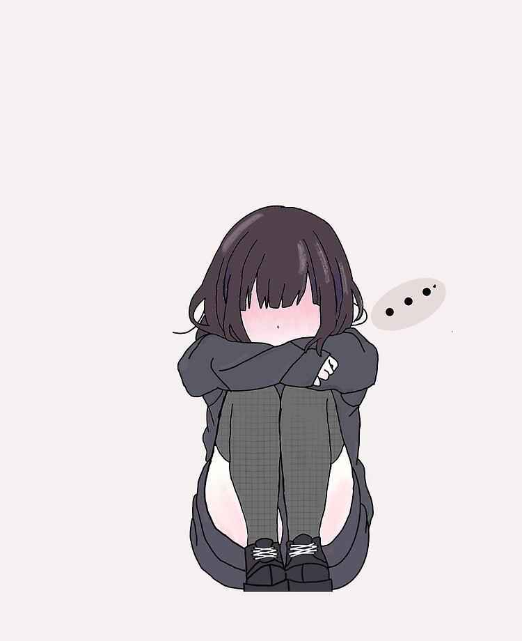 Stressed anime girl thinking about something