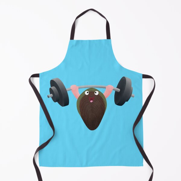 Item preview, Funny mussel lifting weights cartoon illustration designed and sold by FrogFactory.