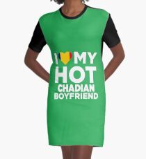 I Love My Hot Chadian Boyfriend Graphic T-Shirt Dress