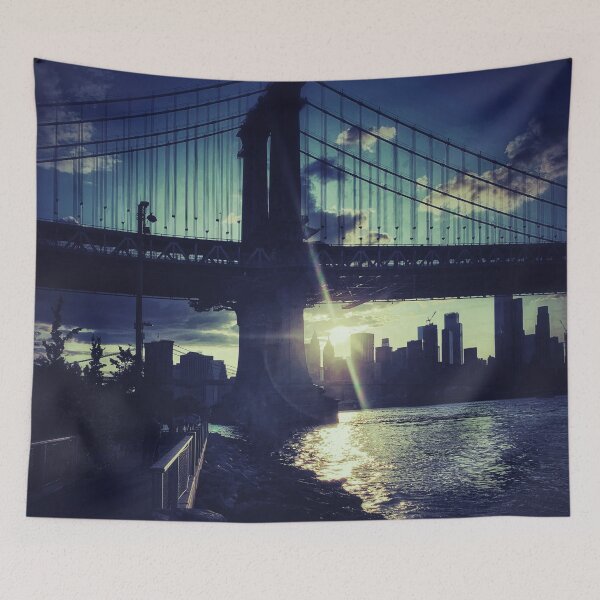Item preview, Manhattan Bridge Skyline Sun Brooklyn New York City  designed and sold by eleonoraingrid.