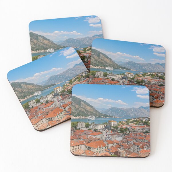 Item preview, The old town of Kotor by the sea at Kotor Bay, with a ferry arriving, Montenegro designed and sold by SnapTPhotograph.