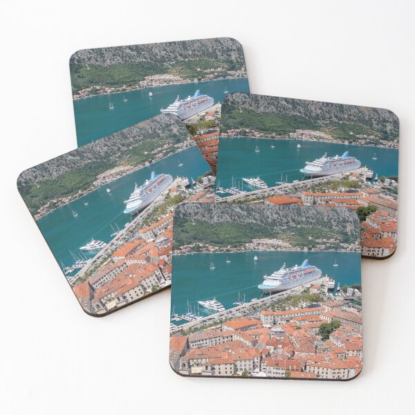 Item preview, A cruise ship moored at the UNESCO World Heritage Site of the Old Town of Kotor, Montenegro designed and sold by SnapTPhotograph.