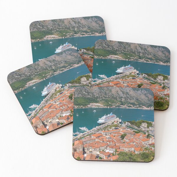 Item preview, A cruise ship moored at the UNESCO World Heritage Site of the Old Town of Kotor, Montenegro designed and sold by SnapTPhotograph.