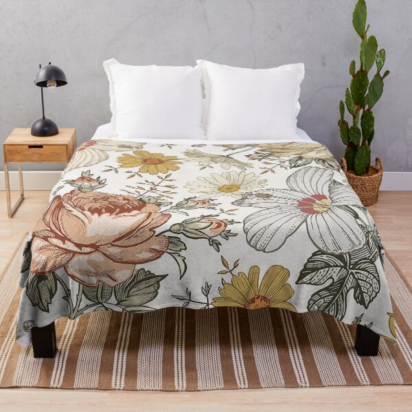 Item preview, Blooming Beige Multicolor Peony Daisy Floreal pattern designed and sold by jwebmarket.