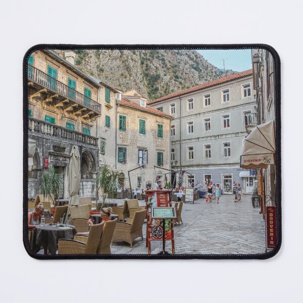 Item preview, A cafe in a square at sunset, in the Old town of Kotor, Montenegro designed and sold by SnapTPhotograph.