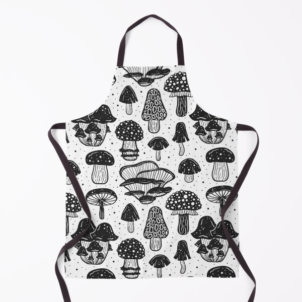 Item preview, Black And White Mushroom Pattern Plants Lovers Tropical Floral Farmer Chef Kitchen Vegan Restaurants Stuff Clothes Aprons Sock designed and sold by NOorYES.