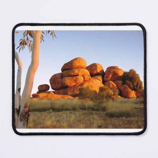 Item preview, Sunset colours on the Devil's Marbles and ghost-gum designed and sold by Tim Coleman.
