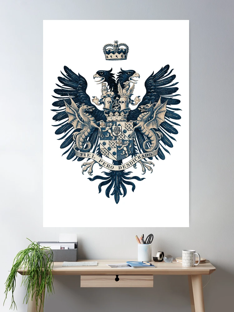 Vintage Heraldic Shield, Eagles and Dragons, Heraldry Motto Emblem