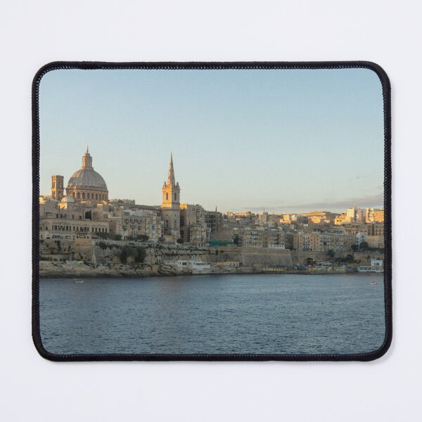 Item preview, Valletta Malta Skyline - Marsamxett Harbour with Tiny Fishing Boats designed and sold by Georgia Mizuleva.