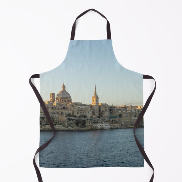 Item preview, Valletta Malta Skyline - Marsamxett Harbour with Tiny Fishing Boats designed and sold by Georgia Mizuleva.