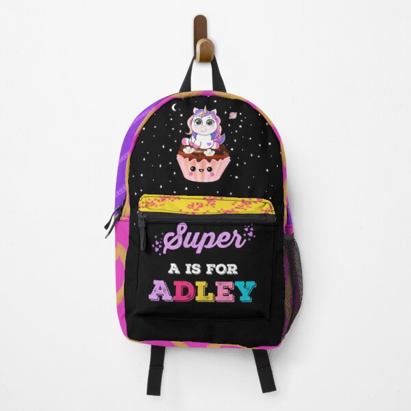 A For Adley - Super A Is For Adley, Funny, Rainbow, Unicorn, Birthday, Gift Backpack