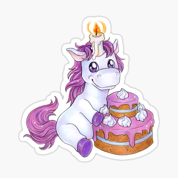 Sticker Joyeux anniversaire avec un gâteau - Stickers STICKERS
