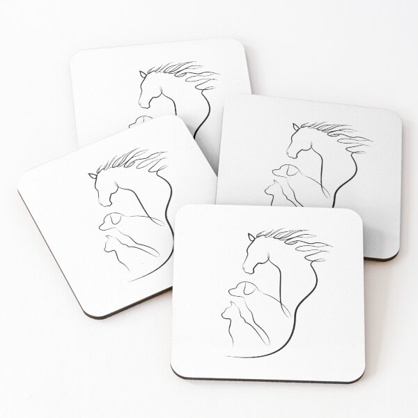 Item preview, Horse, dog and cat in one line art designed and sold by evk-art.